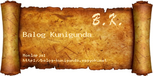 Balog Kunigunda névjegykártya